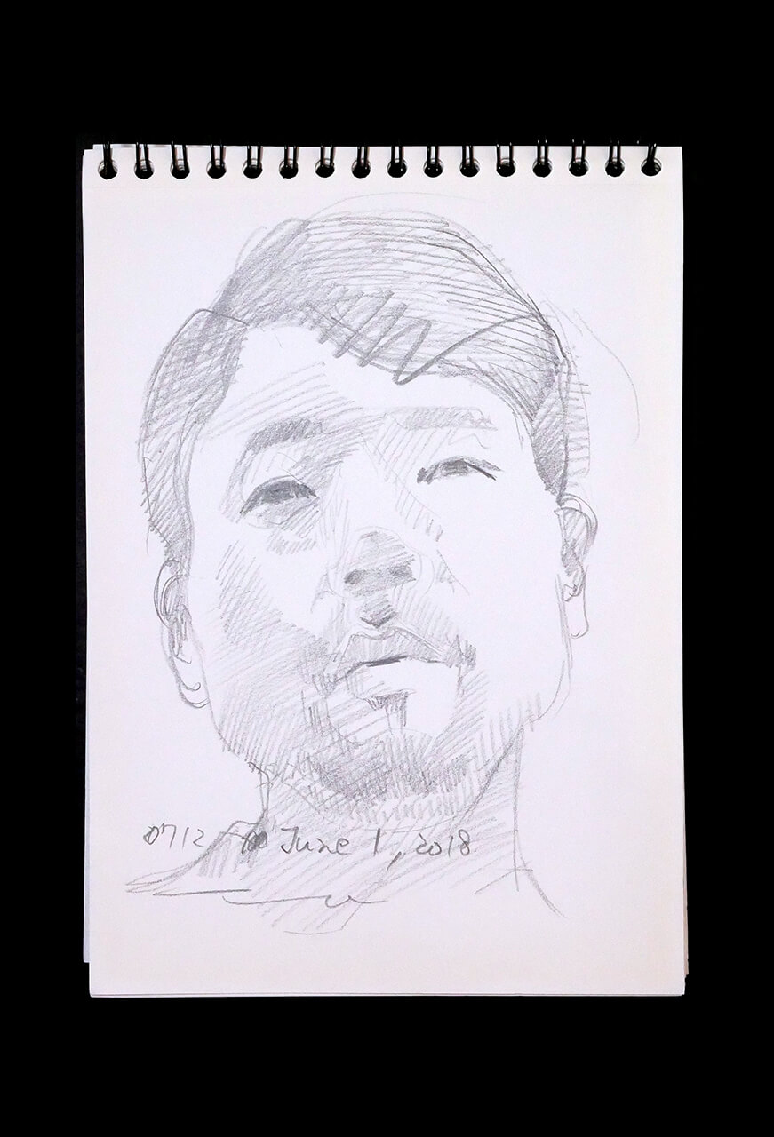 Contemporary artist SHINTAKU Tomoni's 2018/6/1 Self-portrait or pencil drawing