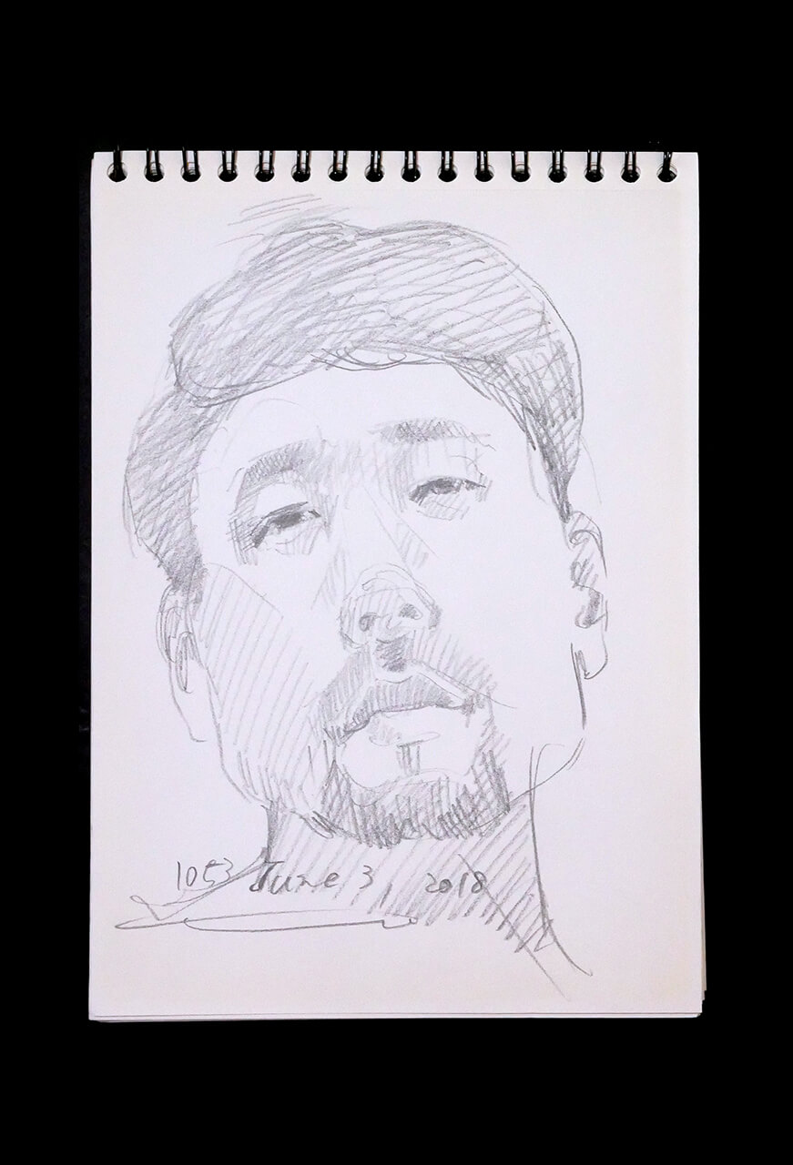 Contemporary artist SHINTAKU Tomoni's 2018/6/3 Self-portrait or pencil drawing