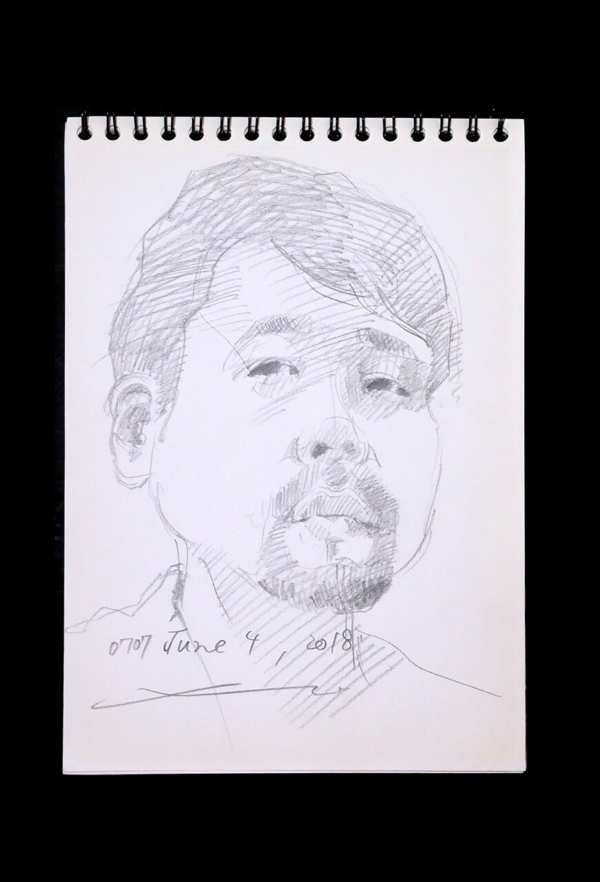 Contemporary artist SHINTAKU Tomoni's 2018/6/4 Self-portrait or pencil drawing
