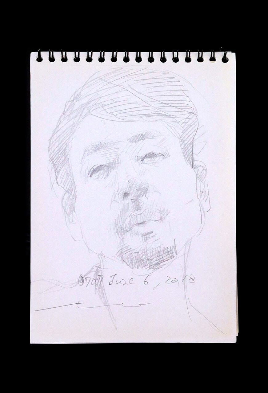 Contemporary artist SHINTAKU Tomoni's 2018/6/6 Self-portrait or pencil drawing