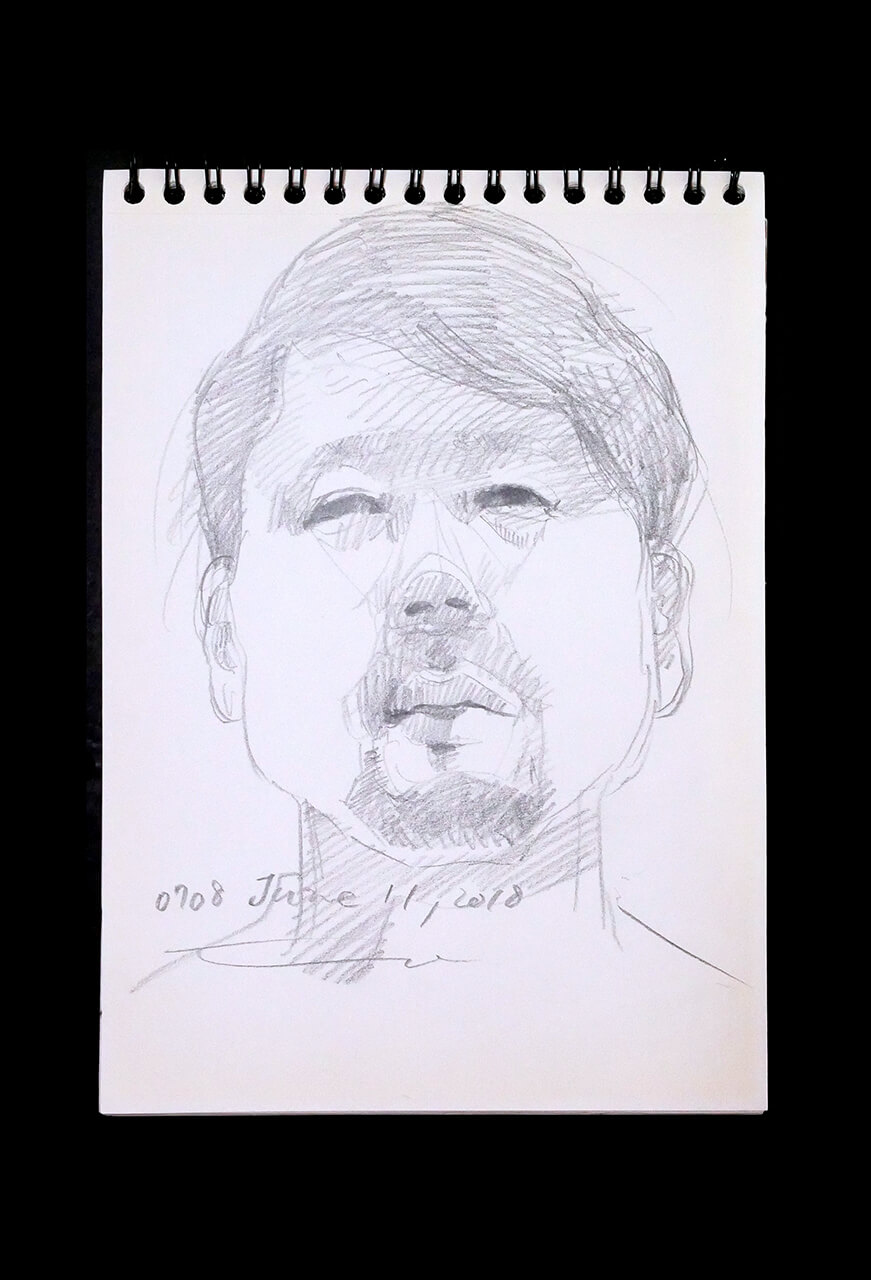 Contemporary artist SHINTAKU Tomoni's 2018/6/11 Self-portrait or pencil drawing
