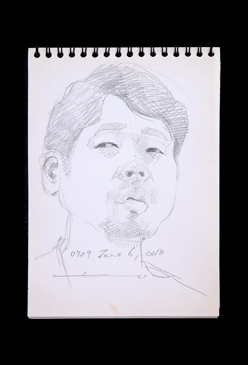 Contemporary artist SHINTAKU Tomoni's 2018/6/12 Self-portrait or pencil drawing