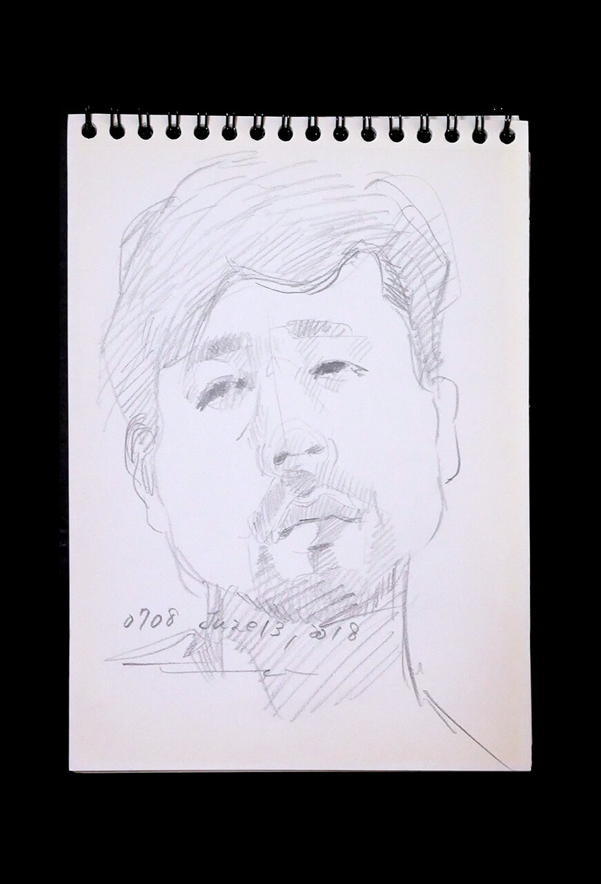 Contemporary artist SHINTAKU Tomoni's 2018/6/13 Self-portrait or pencil drawing