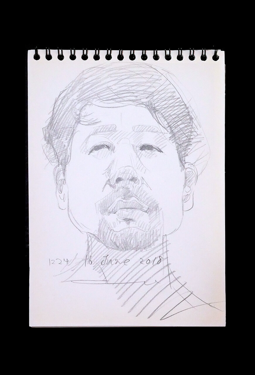 Contemporary artist SHINTAKU Tomoni's 2018/6/16 Self-portrait or pencil drawing