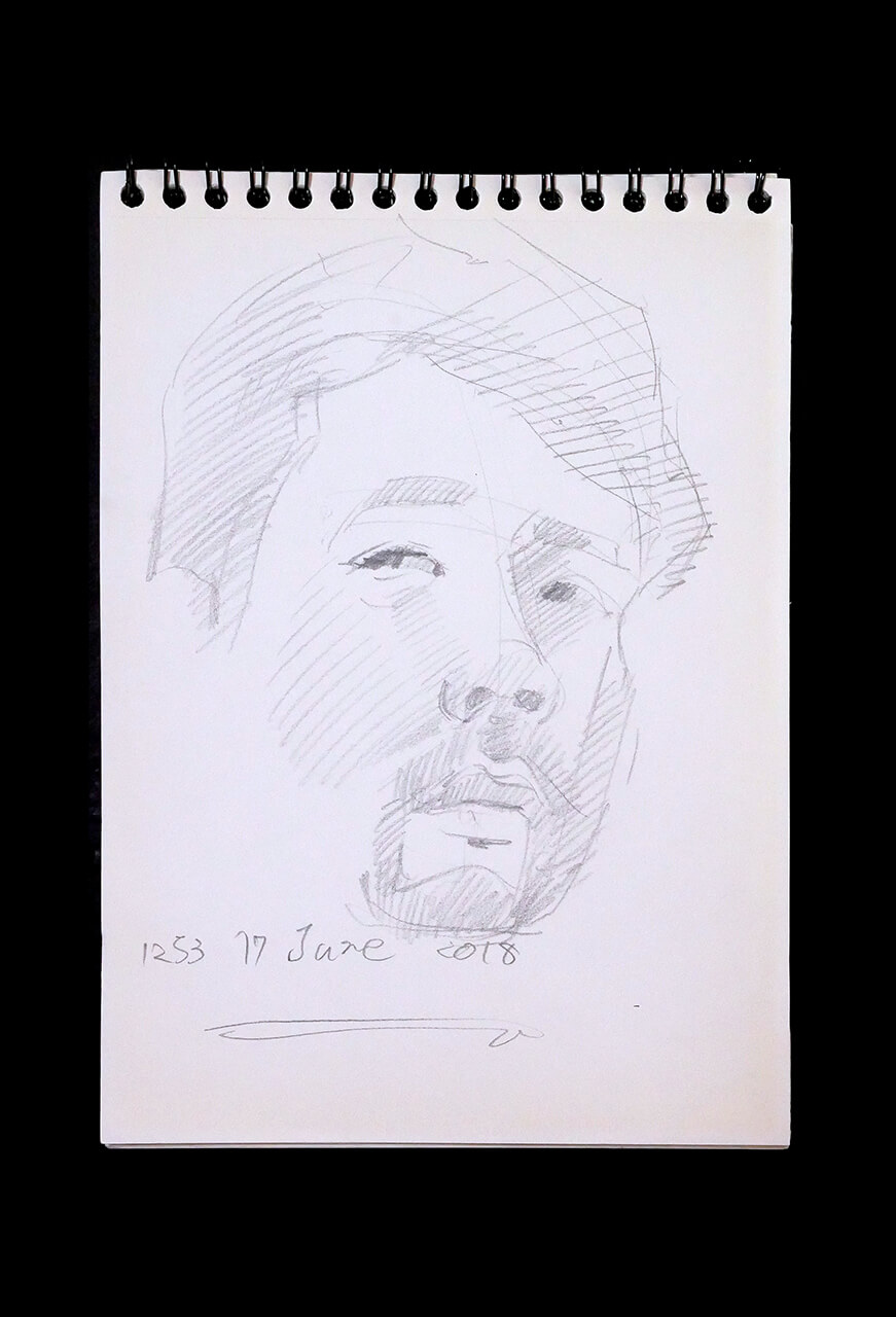 Contemporary artist SHINTAKU Tomoni's 2018/6/17 Self-portrait or pencil drawing