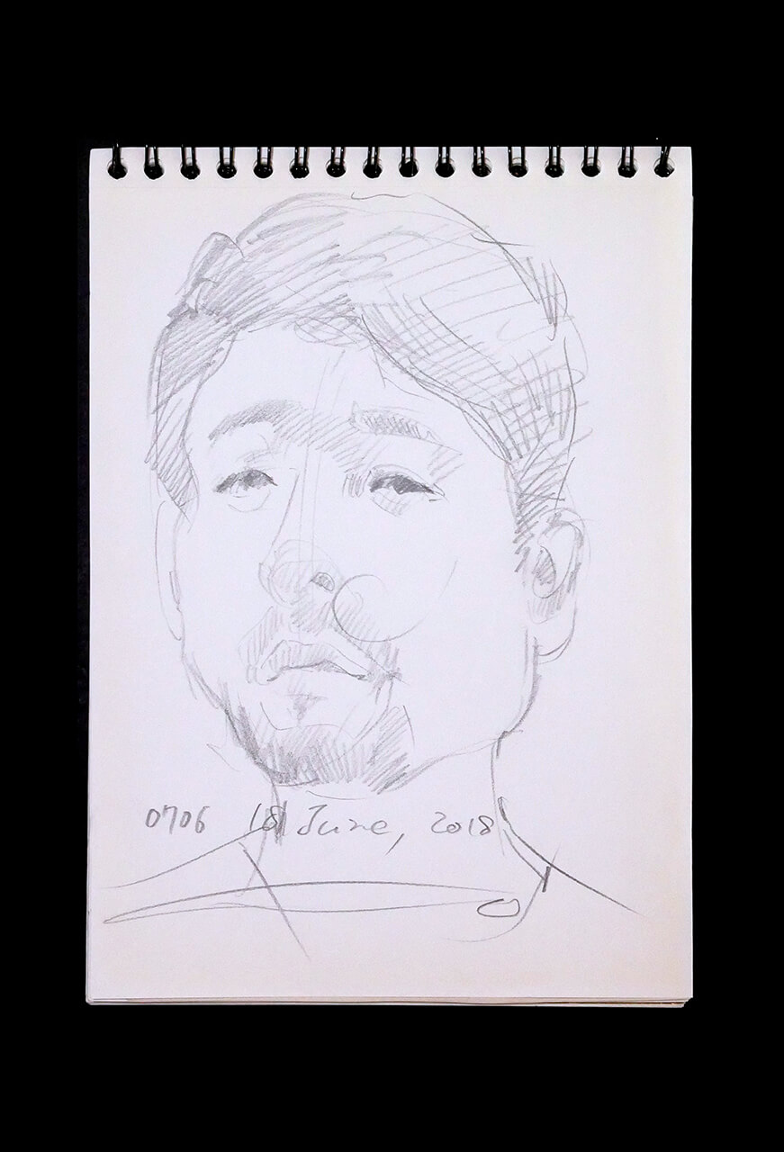 Contemporary artist SHINTAKU Tomoni's 2018/6/18 Self-portrait or pencil drawing