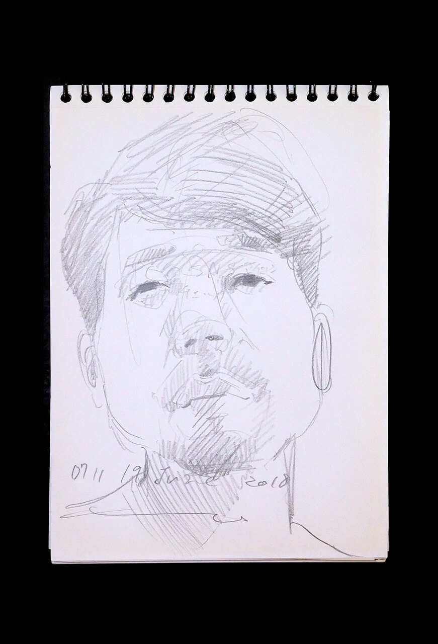 Contemporary artist SHINTAKU Tomoni's 2018/6/19 Self-portrait or pencil drawing