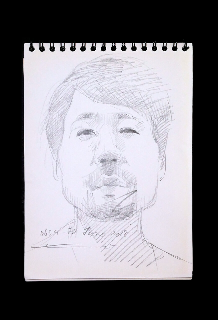 Contemporary artist SHINTAKU Tomoni's 2018/6/22 Self-portrait or pencil drawing