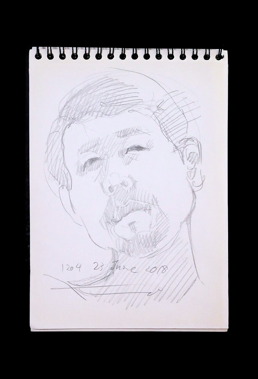 Contemporary artist SHINTAKU Tomoni's 2018/6/23 Self-portrait or pencil drawing
