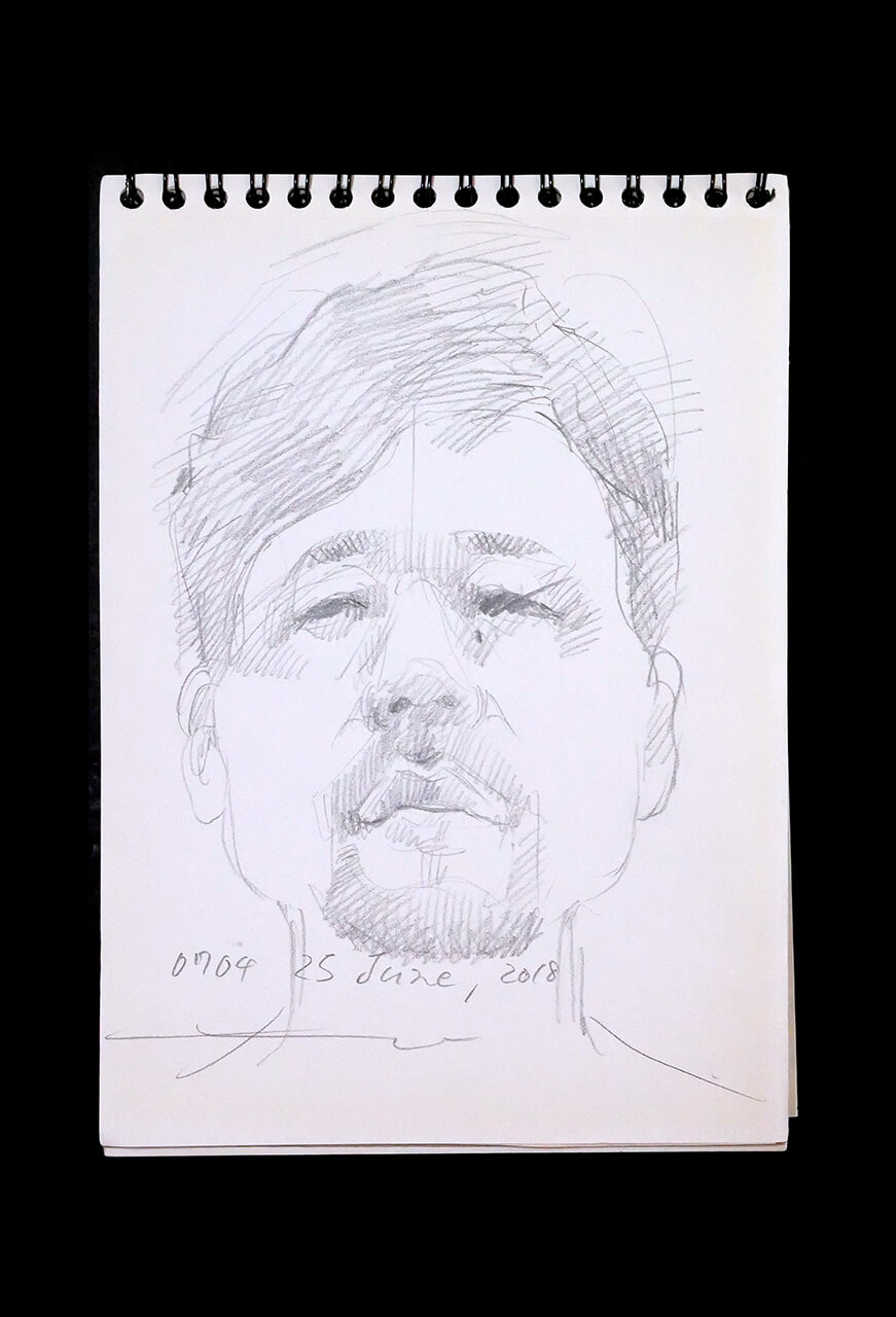 Contemporary artist SHINTAKU Tomoni's 2018/6/25 Self-portrait or pencil drawing