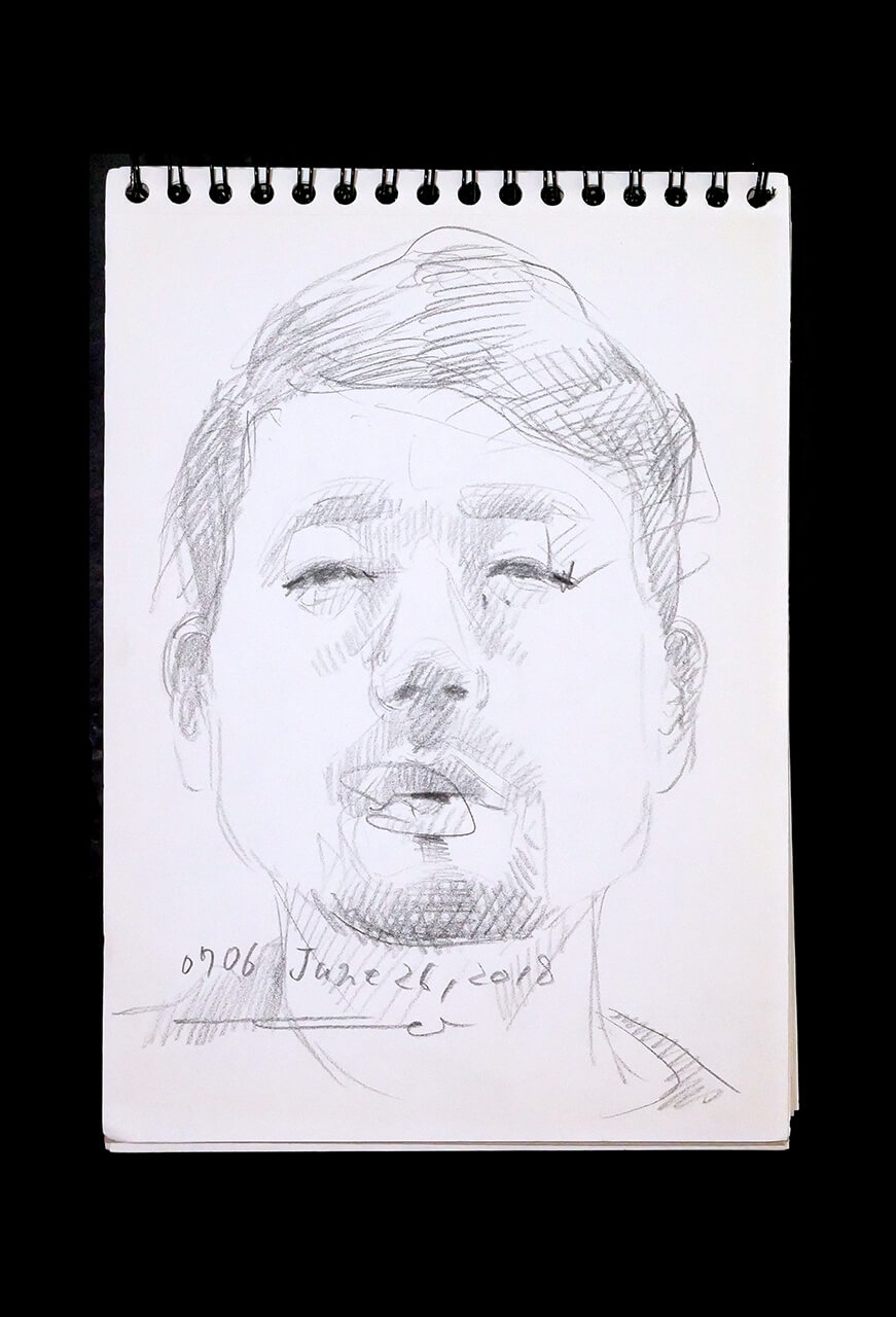 Contemporary artist SHINTAKU Tomoni's 2018/6/26 Self-portrait or pencil drawing