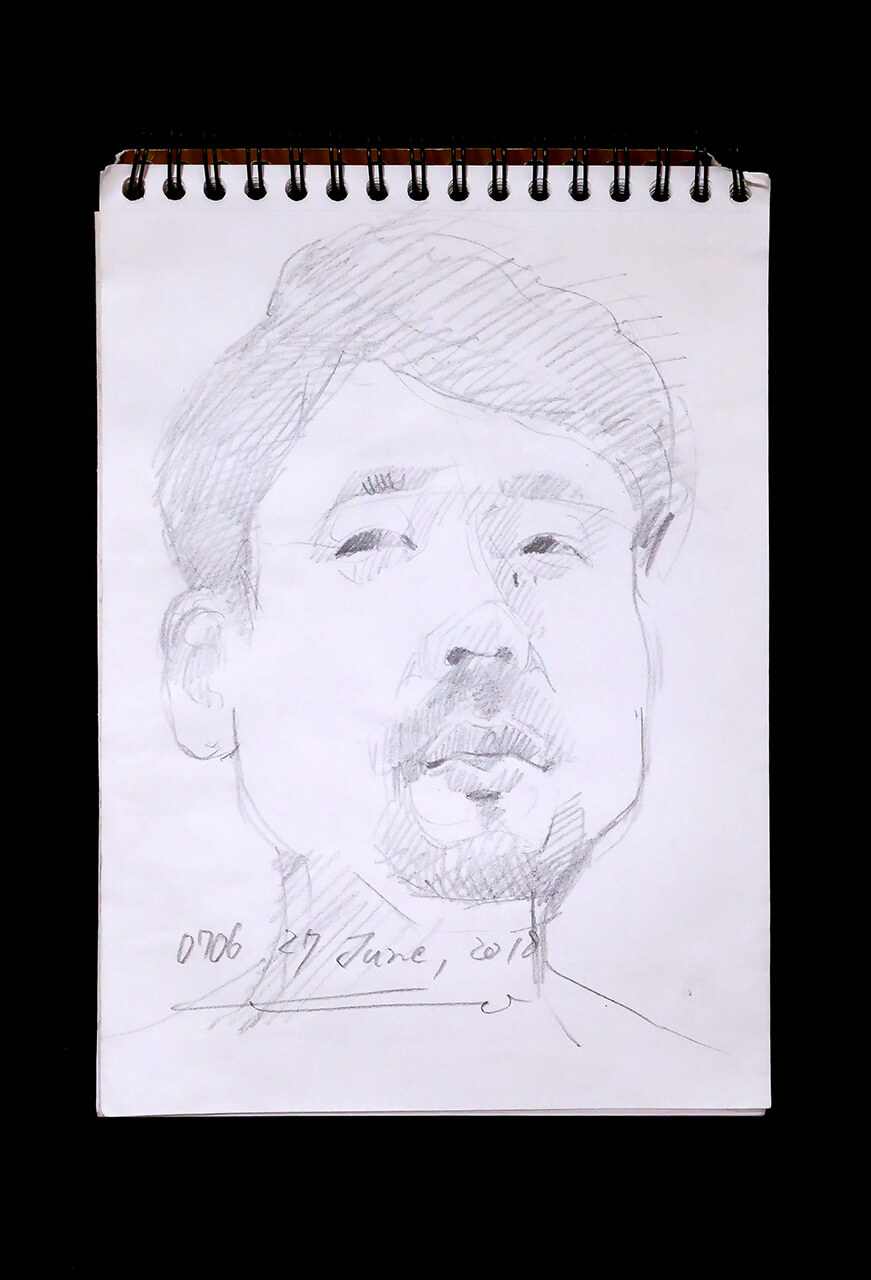 Contemporary artist SHINTAKU Tomoni's 2018/6/27 Self-portrait or pencil drawing