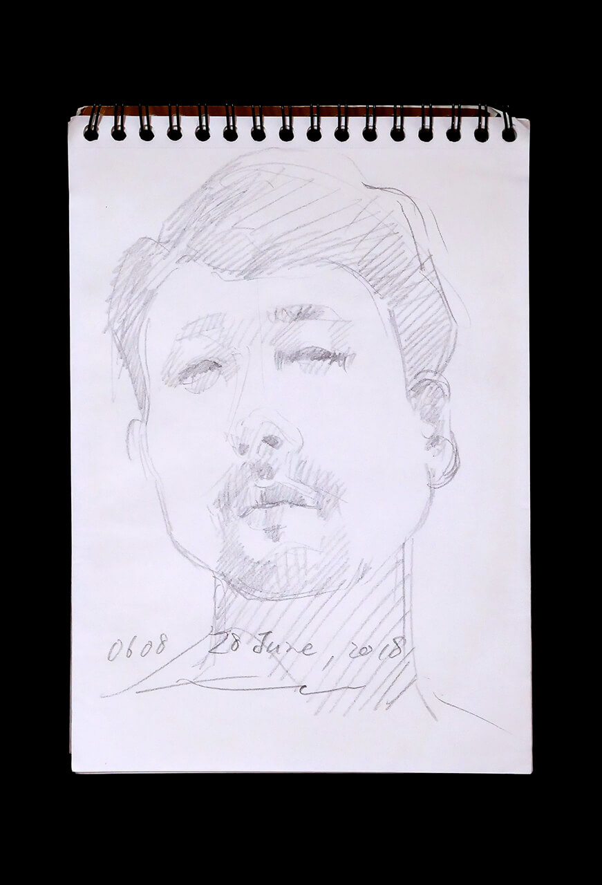 Contemporary artist SHINTAKU Tomoni's 2018/6/28 Self-portrait or pencil drawing