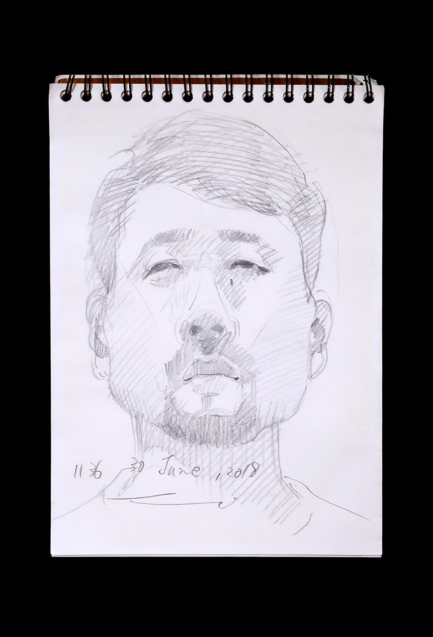 Contemporary artist SHINTAKU Tomoni's 2018/6/30 Self-portrait or pencil drawing