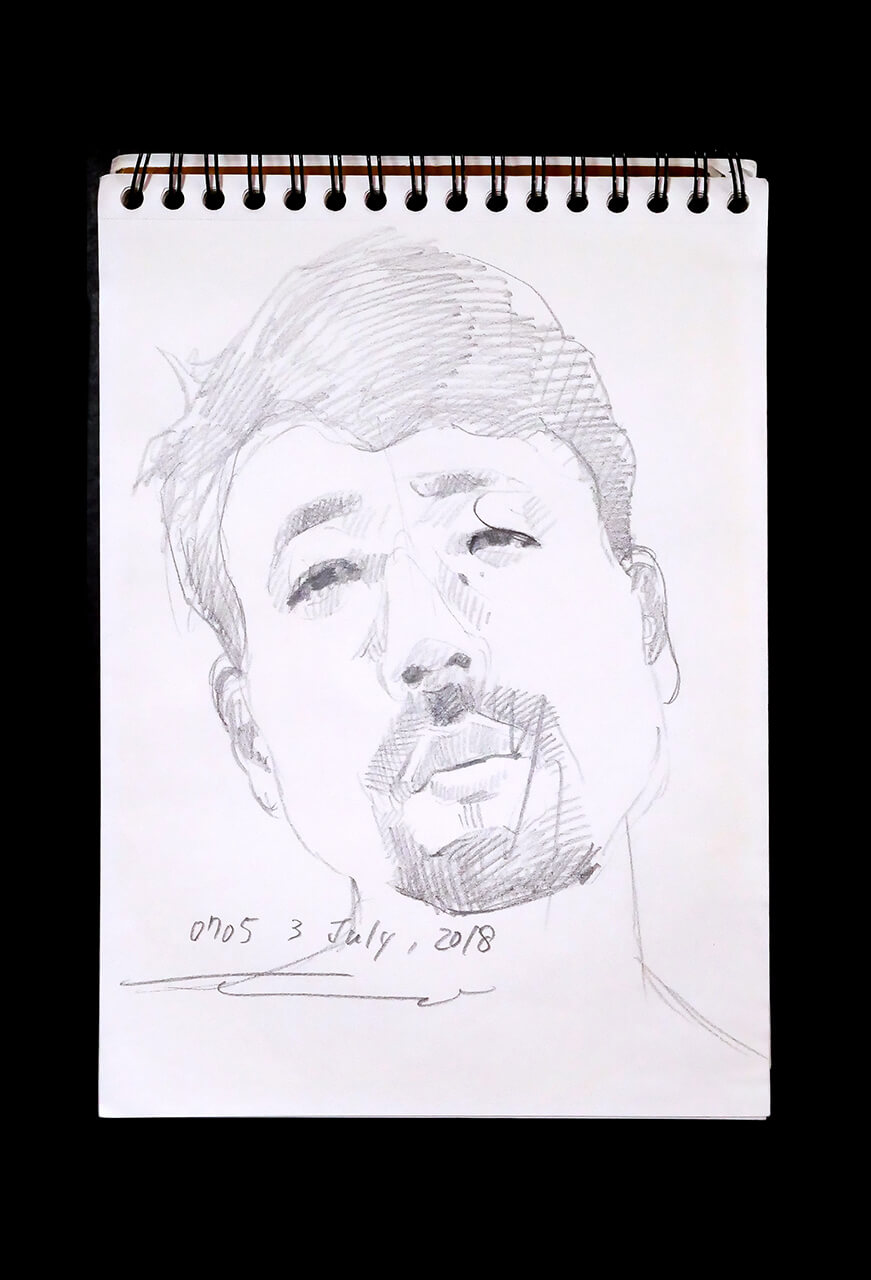 Contemporary artist SHINTAKU Tomoni's 2018/7/3 Self-portrait or pencil drawing