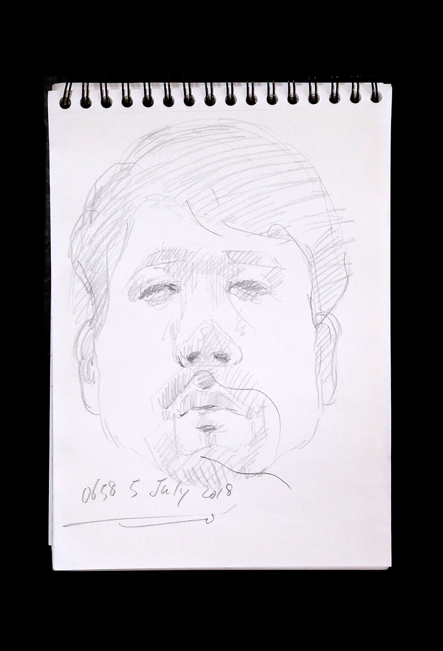 Contemporary artist SHINTAKU Tomoni's 2018/7/5 Self-portrait or pencil drawing