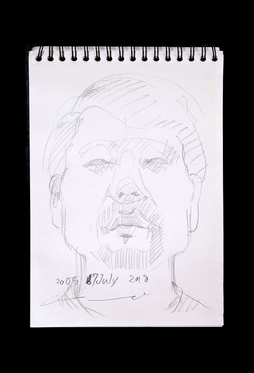 Contemporary artist SHINTAKU Tomoni's 2018/7/7 Self-portrait or pencil drawing