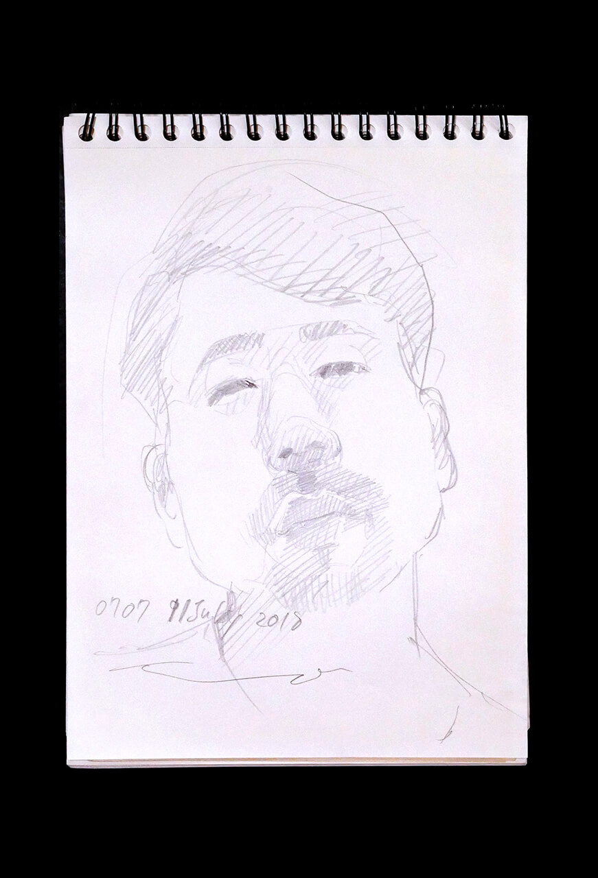 Contemporary artist SHINTAKU Tomoni's 2018/7/10 Self-portrait or pencil drawing