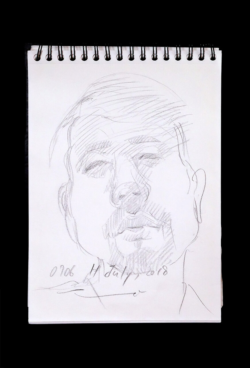 Contemporary artist SHINTAKU Tomoni's 2018/7/11 Self-portrait or pencil drawing
