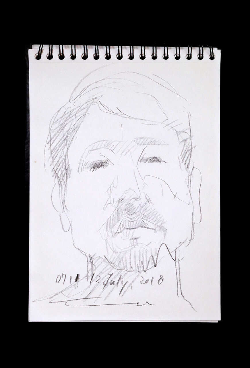 Contemporary artist SHINTAKU Tomoni's 2018/7/12 Self-portrait or pencil drawing