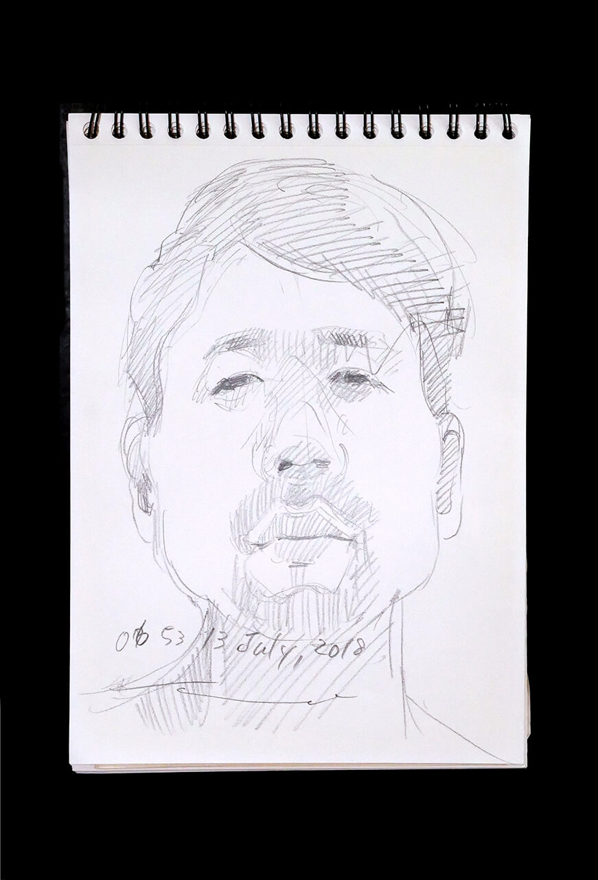 Contemporary artist SHINTAKU Tomoni's 2018/7/13 Self-portrait or pencil drawing