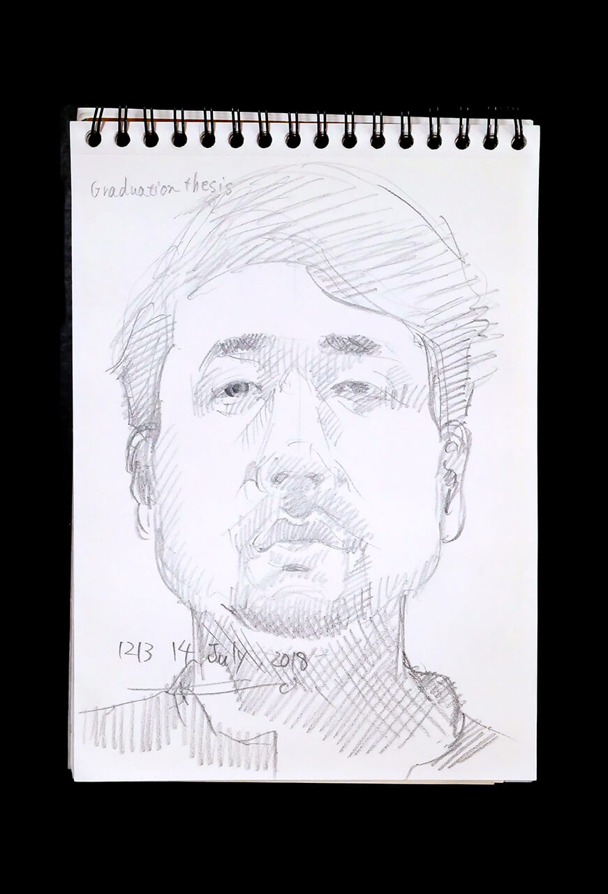 Contemporary artist SHINTAKU Tomoni's 2018/7/14 Self-portrait or pencil drawing