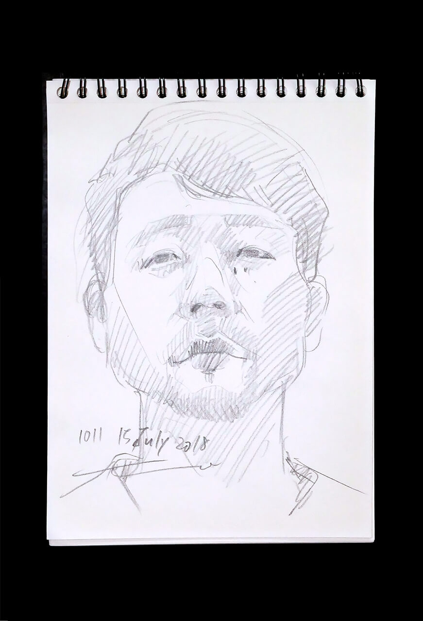 Contemporary artist SHINTAKU Tomoni's 2018/7/15 Self-portrait or pencil drawing