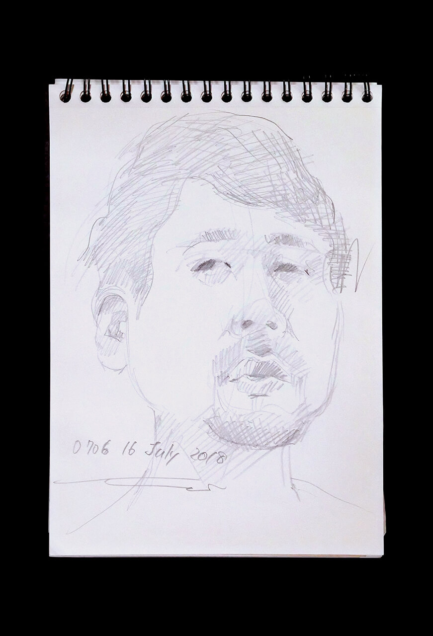 Contemporary artist SHINTAKU Tomoni's 2018/7/16 Self-portrait or pencil drawing