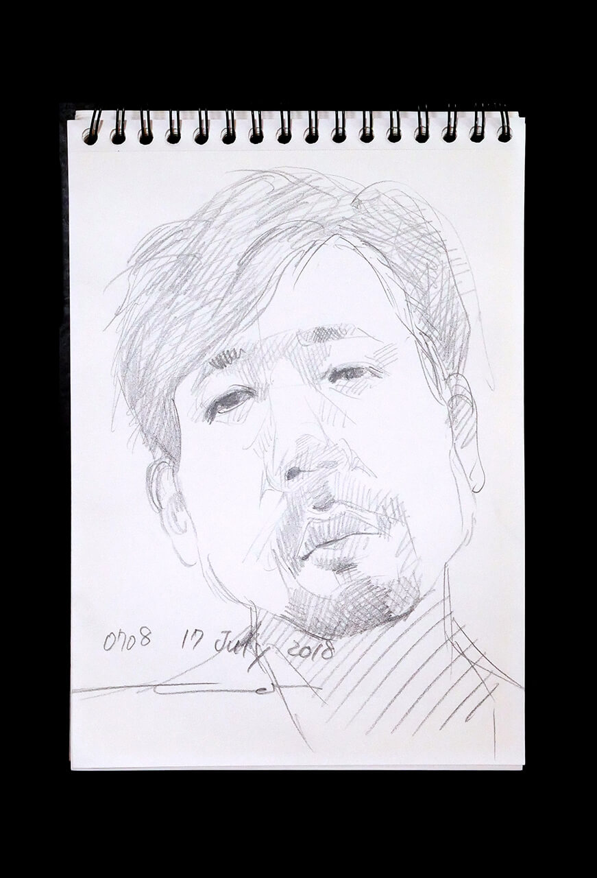 Contemporary artist SHINTAKU Tomoni's 2018/7/17 Self-portrait or pencil drawing
