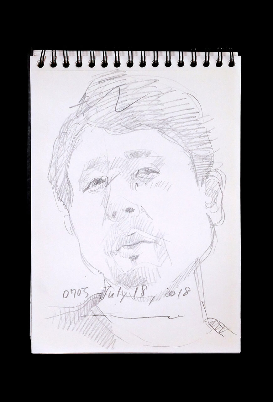 Contemporary artist SHINTAKU Tomoni's 2018/7/18 Self-portrait or pencil drawing