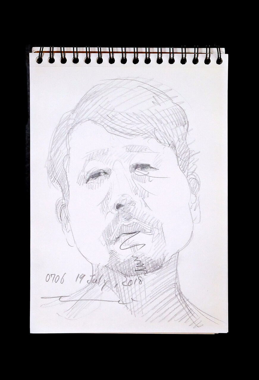 Contemporary artist SHINTAKU Tomoni's 2018/7/19 Self-portrait or pencil drawing