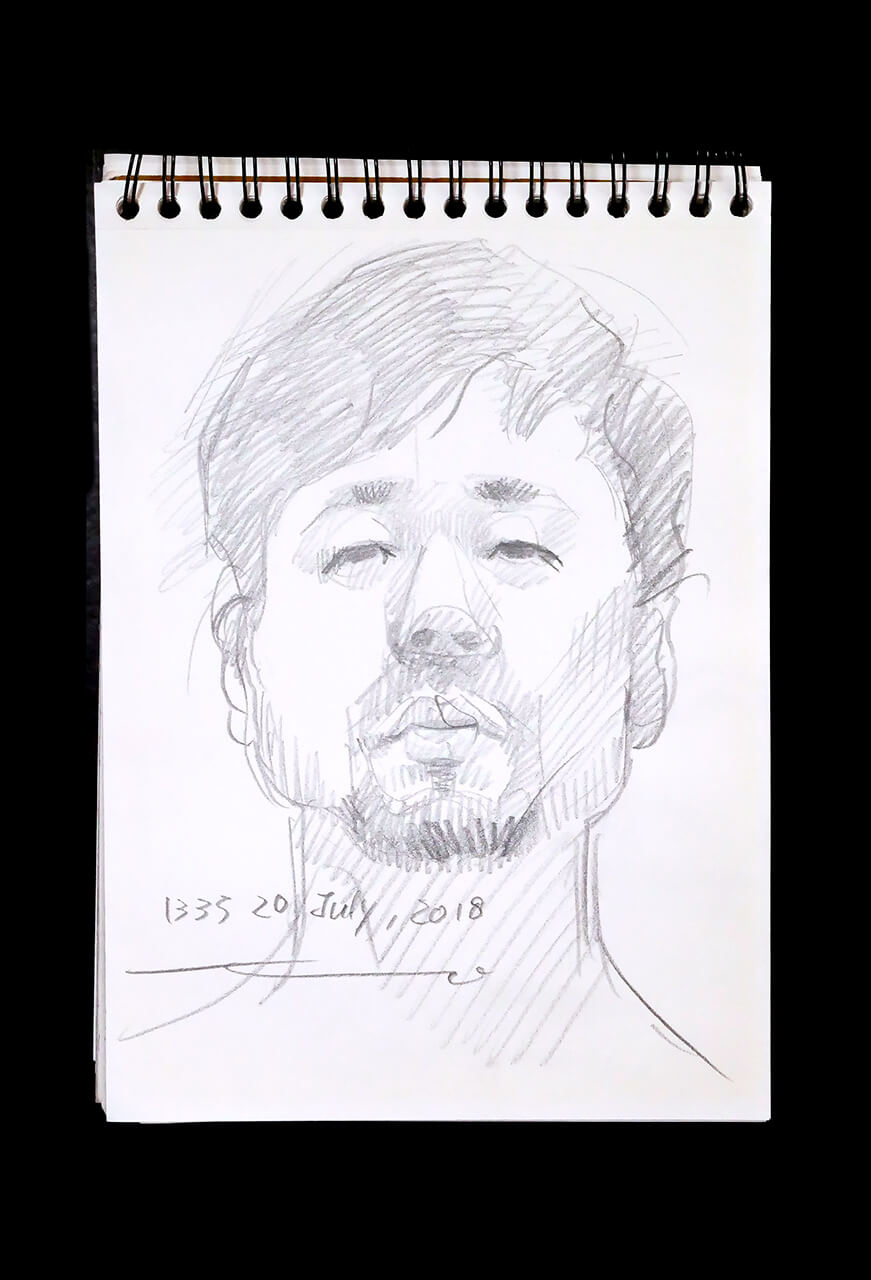 Contemporary artist SHINTAKU Tomoni's 2018/7/20 Self-portrait or pencil drawing