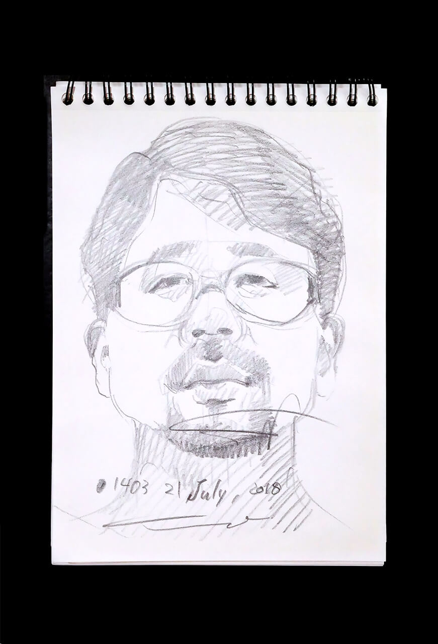 Contemporary artist SHINTAKU Tomoni's 2018/7/21 Self-portrait or pencil drawing