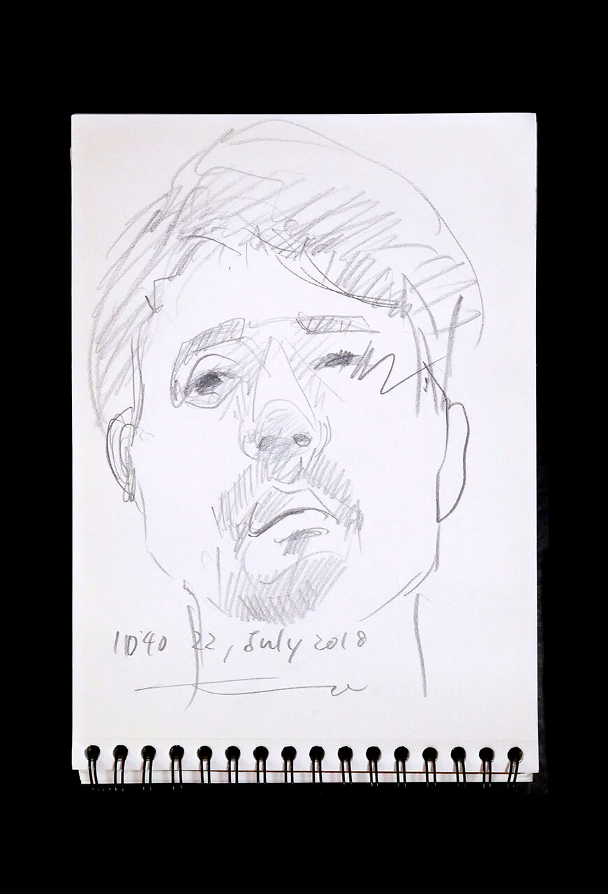 Contemporary artist SHINTAKU Tomoni's 2018/7/22 Self-portrait or pencil drawing