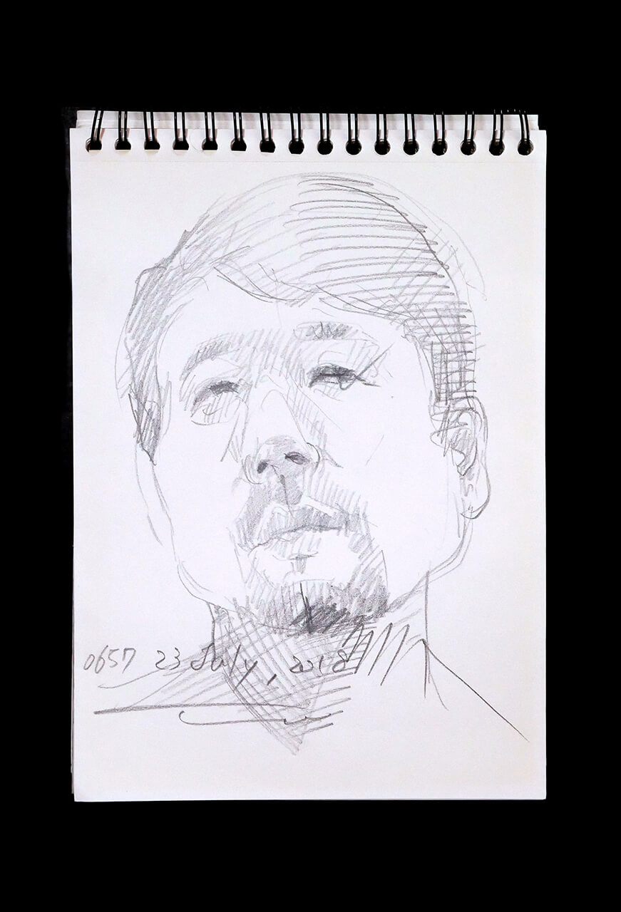 Contemporary artist SHINTAKU Tomoni's 2018/7/23 Self-portrait or pencil drawing