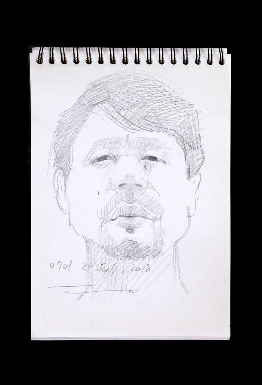 Contemporary artist SHINTAKU Tomoni's 2018/7/24 Self-portrait or pencil drawing