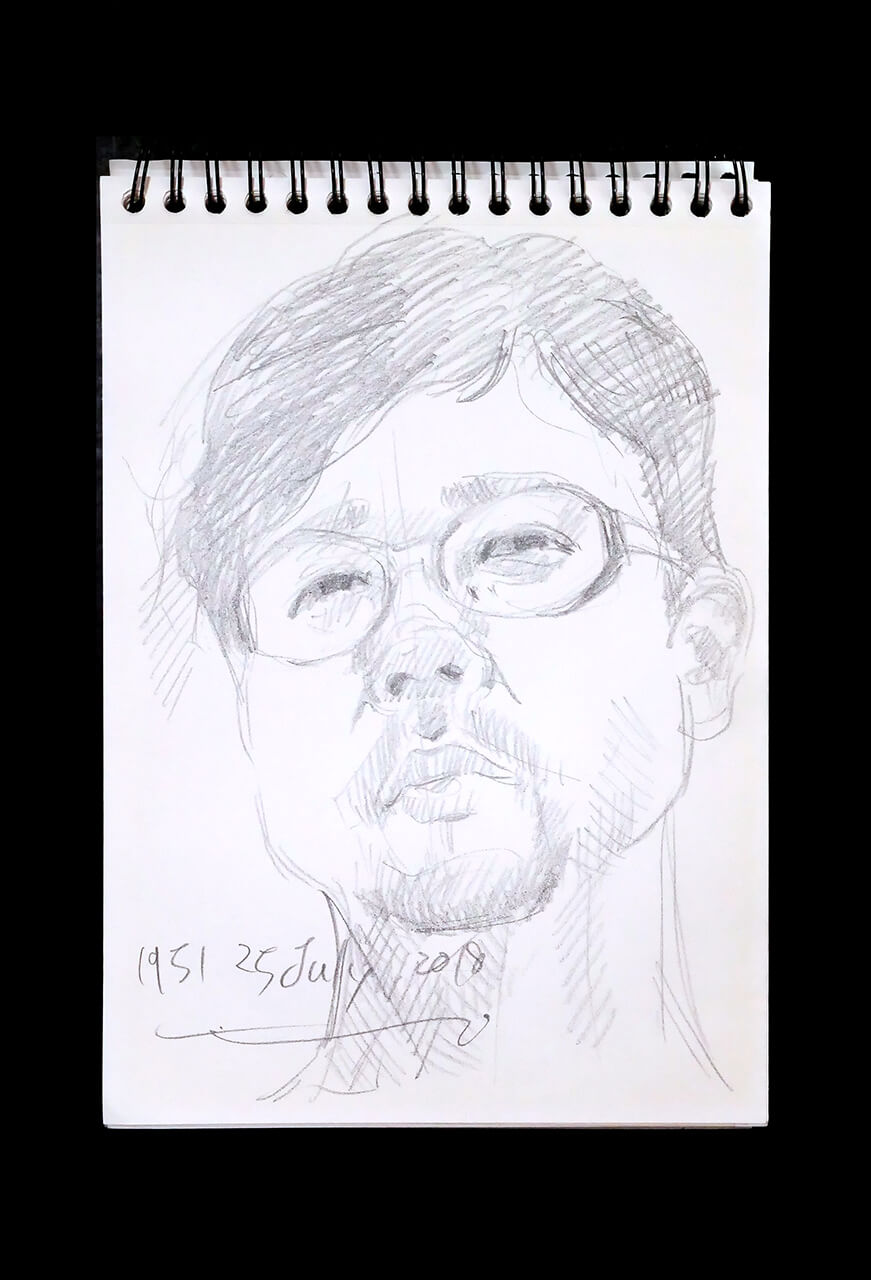 Contemporary artist SHINTAKU Tomoni's 2018/7/25 Self-portrait or pencil drawing