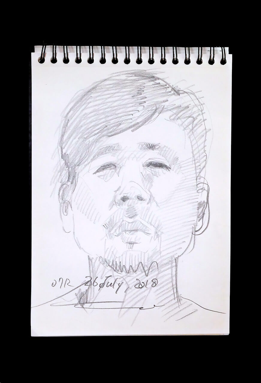 Contemporary artist SHINTAKU Tomoni's 2018/7/26 Self-portrait or pencil drawing
