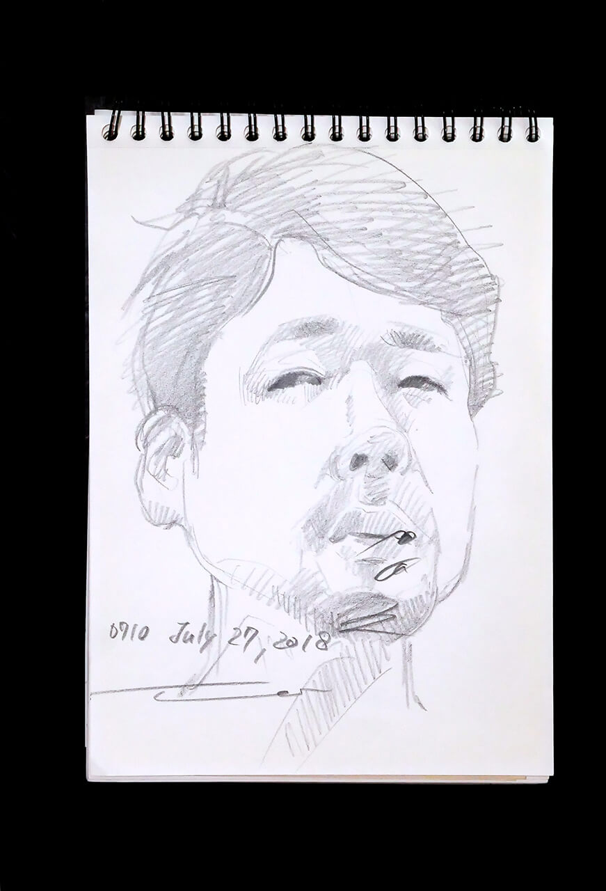 Contemporary artist SHINTAKU Tomoni's 2018/7/27 Self-portrait or pencil drawing