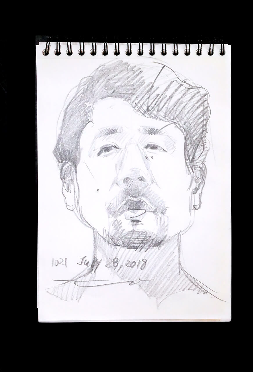 Contemporary artist SHINTAKU Tomoni's 2018/7/28 Self-portrait or pencil drawing