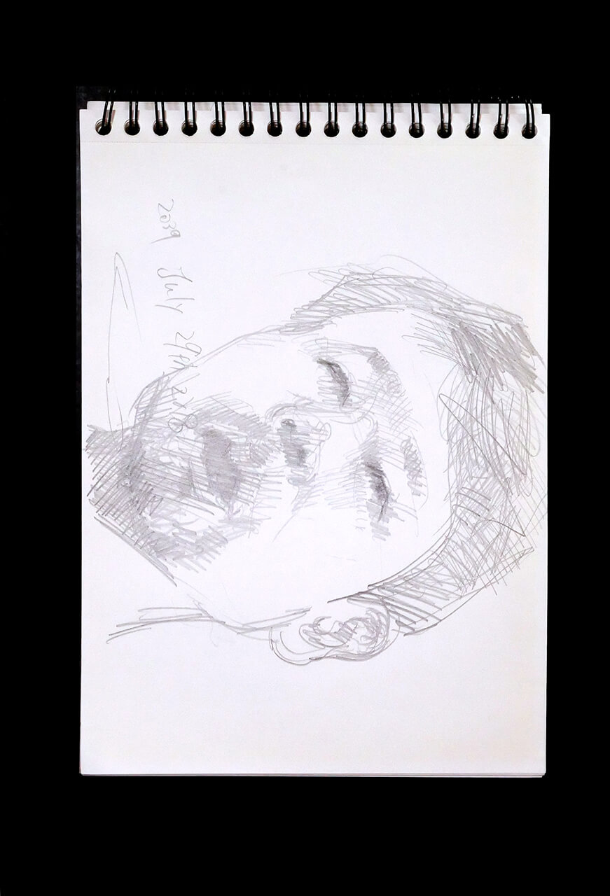 Contemporary artist SHINTAKU Tomoni's 2018/7/29 Self-portrait or pencil drawing