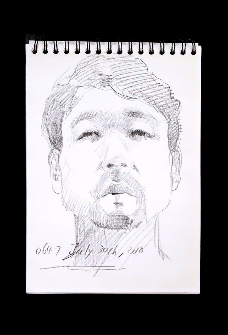 Contemporary artist SHINTAKU Tomoni's 2018/7/30 Self-portrait or pencil drawing