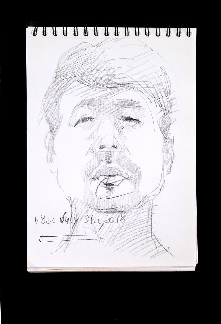 Contemporary artist SHINTAKU Tomoni's 2018/7/31 Self-portrait or pencil drawing