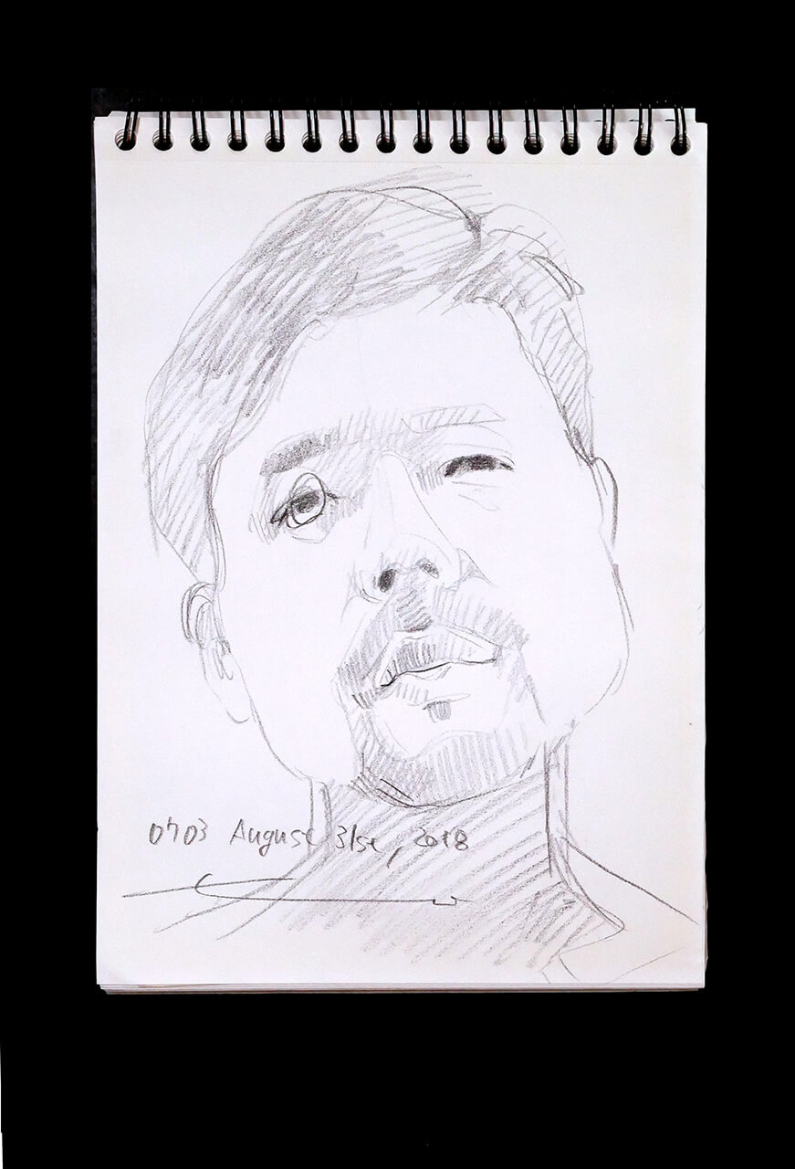 Contemporary artist SHINTAKU Tomoni's 2018/8/1 Self-portrait or pencil drawing