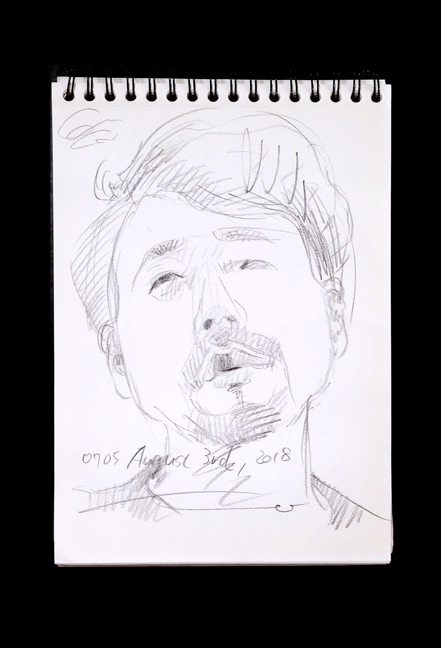 Contemporary artist SHINTAKU Tomoni's 2018/8/3 Self-portrait or pencil drawing