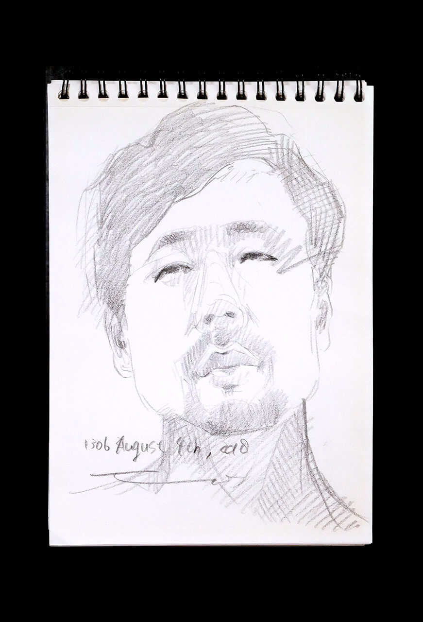 Contemporary artist SHINTAKU Tomoni's 2018/8/4 Self-portrait or pencil drawing