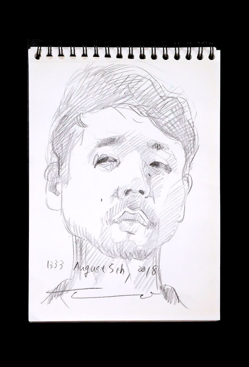 Contemporary artist SHINTAKU Tomoni's 2018/8/5 Self-portrait or pencil drawing
