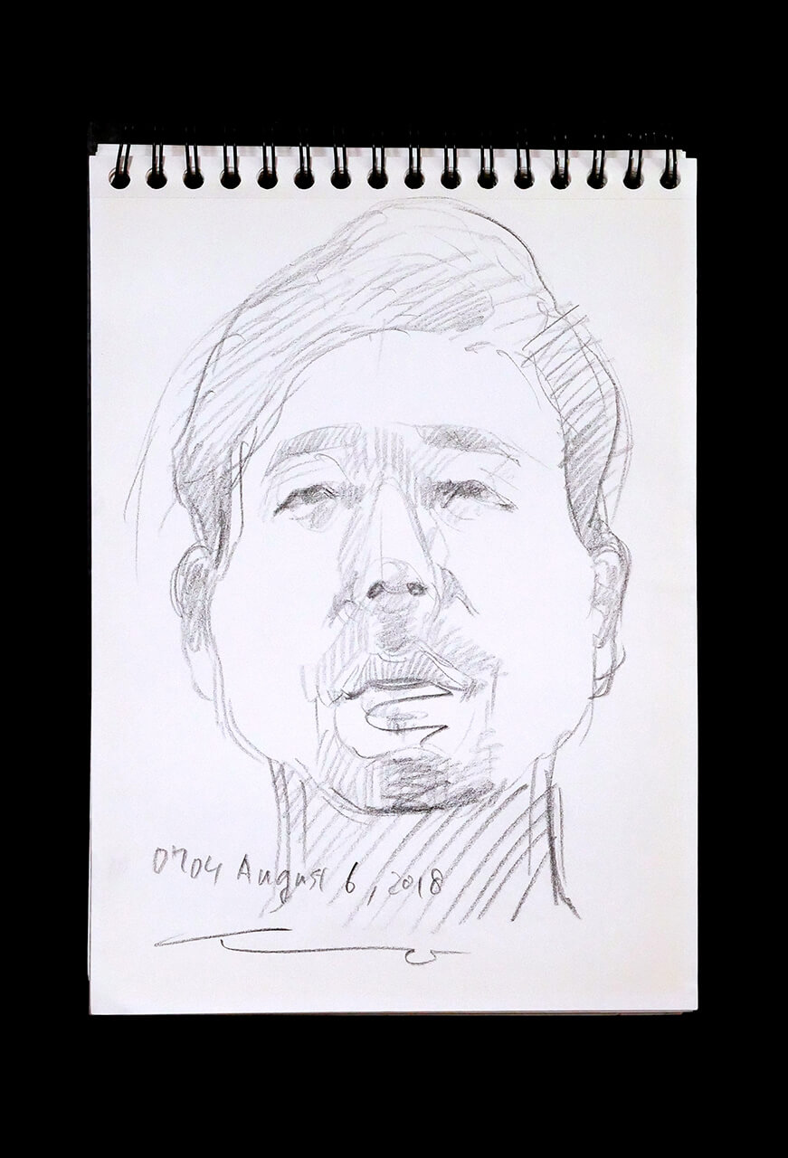 Contemporary artist SHINTAKU Tomoni's 2018/8/6 Self-portrait or pencil drawing