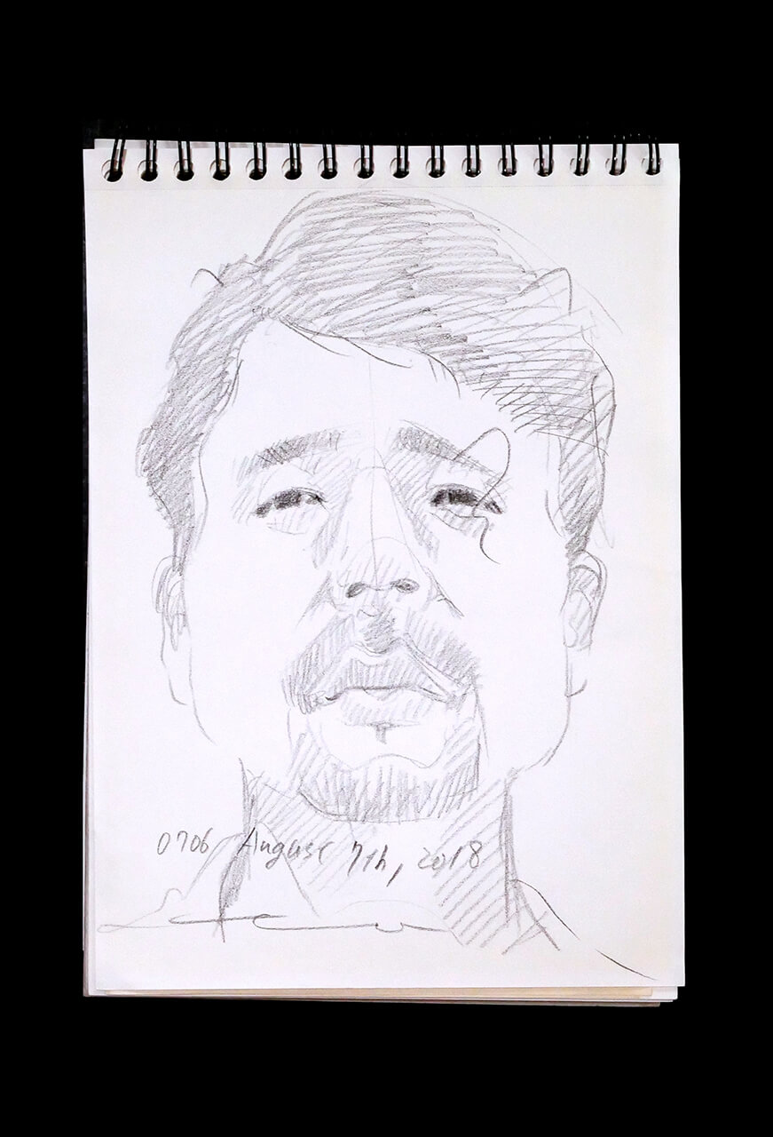 Contemporary artist SHINTAKU Tomoni's 2018/8/7 Self-portrait or pencil drawing