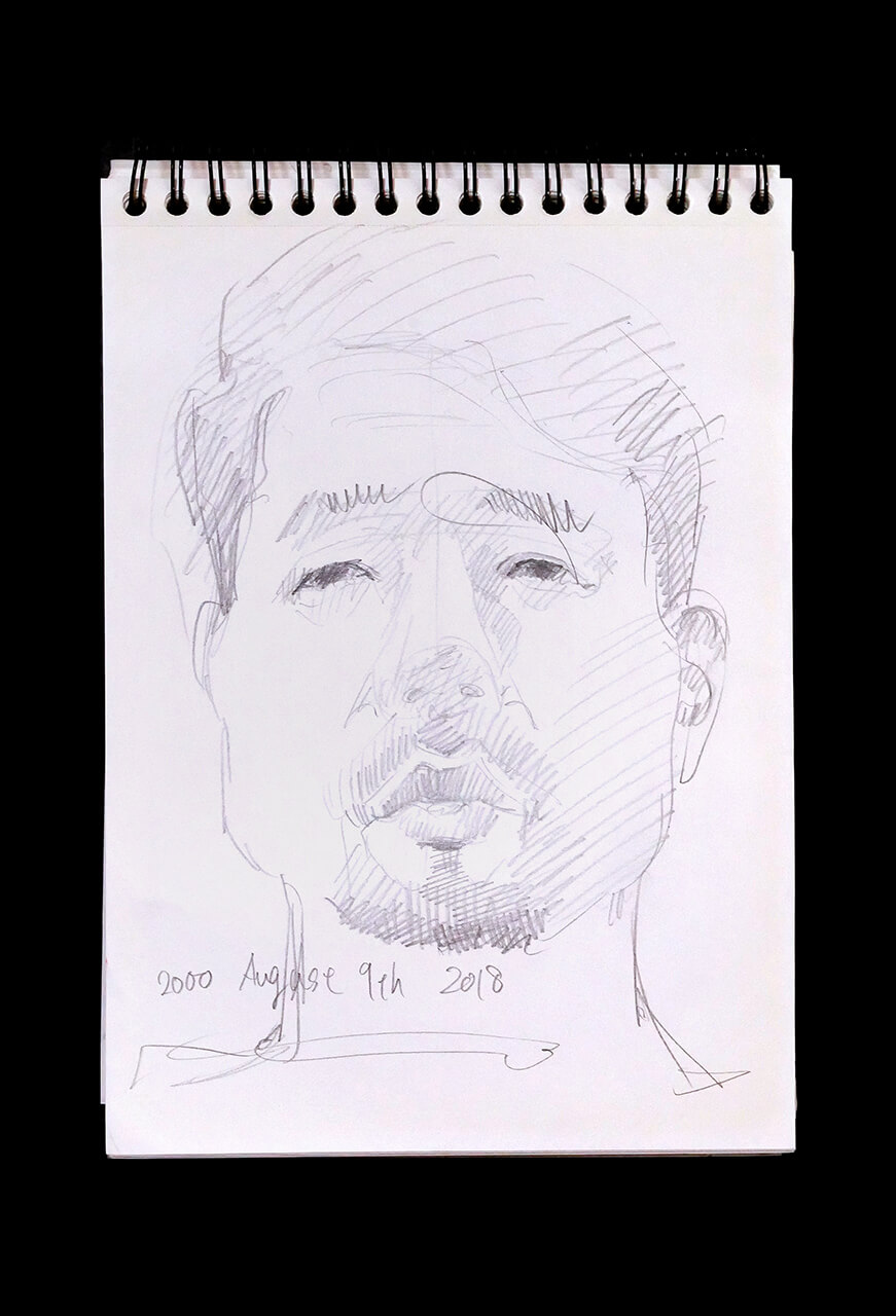 Contemporary artist SHINTAKU Tomoni's 2018/8/9 Self-portrait or pencil drawing